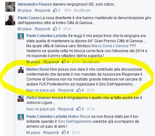 Commento Rossi Regione Liguria
