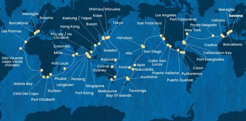 giro del mondo costa crociere intinerario