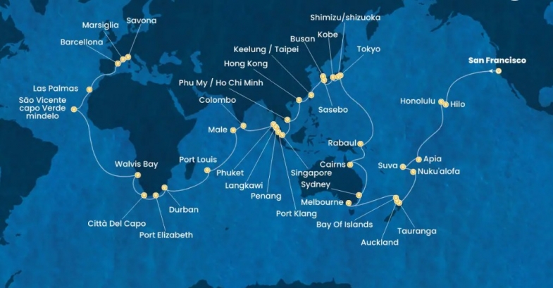 Giro del Mondo 2028 Costa Crociere da San Francisco