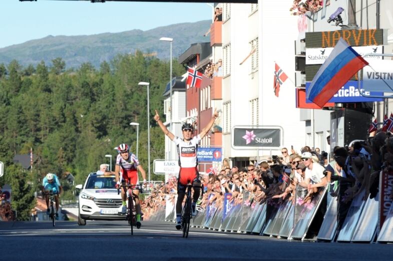 Arctic Race Of Norway 2015 - 16/08/2015 - Stage 4 - Narvik - Narvik - Victory of Silvan DILLIER (BMC RACING TEAM) ahead Ilnur ZAKARIN(TEAM KATUSHA) and Rein TAARAMAE(ASTANA PRO TEAM)