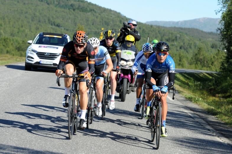Arn X Artic Race of Norway 2015  15/08/15 - Stage 3  Finnsnes / Malselv  break of the day : Herman Dahl and Fridtjof Røinas (Sparebanken Sør), Marius Hafsas (FixIT.no), Havard Blikra (Coop-Øster Hus), Jon Breivold (Frøy-Bianchi) and Chris Williams (Novo Nordisk)
